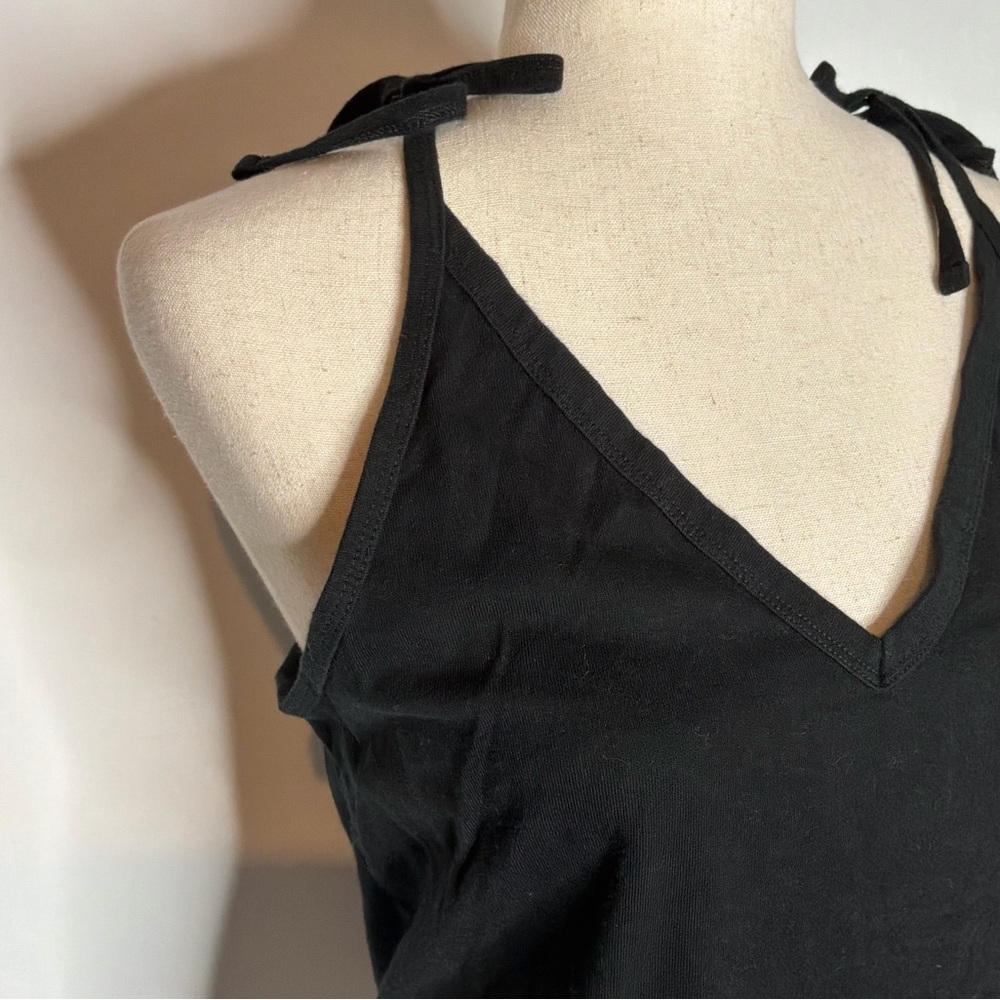 Universal Thread Black Tie Strap Racerback V-Neck Thong Bodysuit Size Large